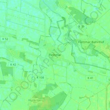 Flettmar topographic map, elevation, terrain
