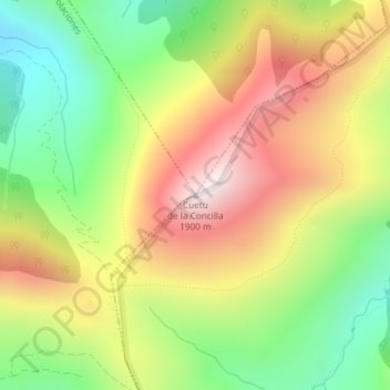 Cuetu de la Concilla topographic map, elevation, terrain