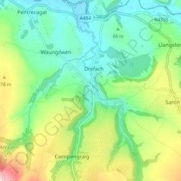 Velindre topographic map, elevation, terrain