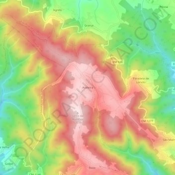 Aveleira topographic map, elevation, terrain