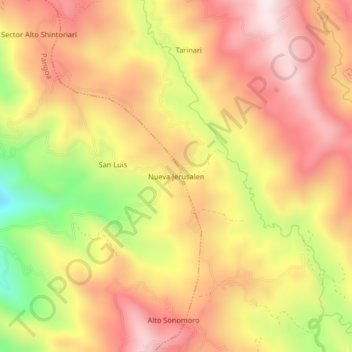 Nueva Jerusalen topographic map, elevation, terrain