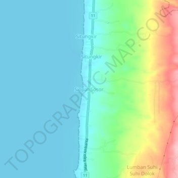Siopat Sosor topographic map, elevation, terrain
