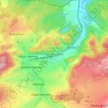 Höcklingsen topographic map, elevation, terrain