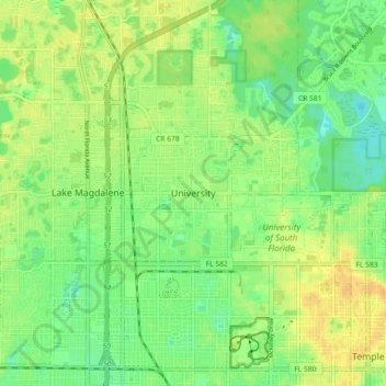 University topographic map, elevation, terrain