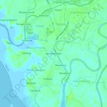 Bonto Manaik topographic map, elevation, terrain