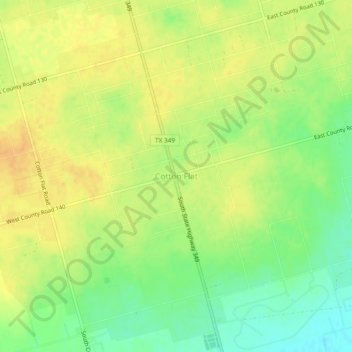 Cotton Flat topographic map, elevation, terrain