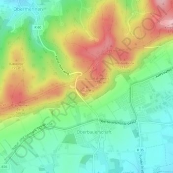 Struberg topographic map, elevation, terrain