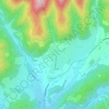 Aflenz Kurort topographic map, elevation, terrain