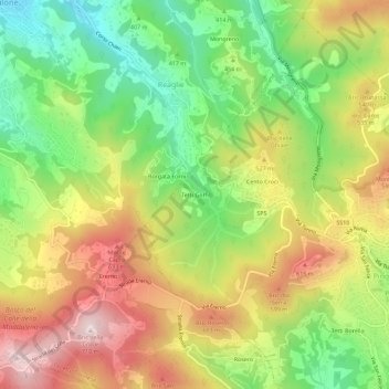 Tetti Goffi topographic map, elevation, terrain