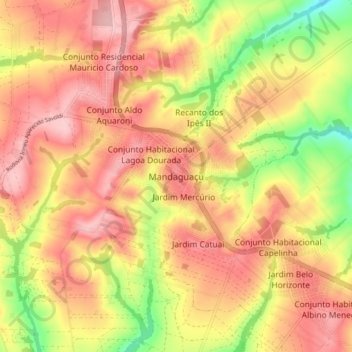 Mandaguaçu topographic map, elevation, terrain