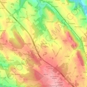 Les Genêts topographic map, elevation, terrain