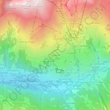 Les Plautus topographic map, elevation, terrain