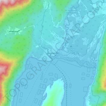 Hornopirén topographic map, elevation, terrain
