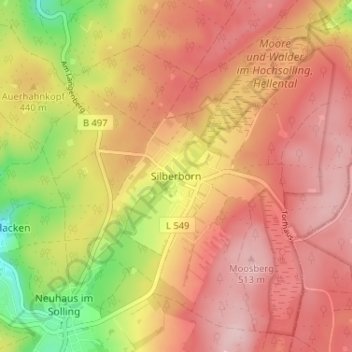 Silberborn topographic map, elevation, terrain