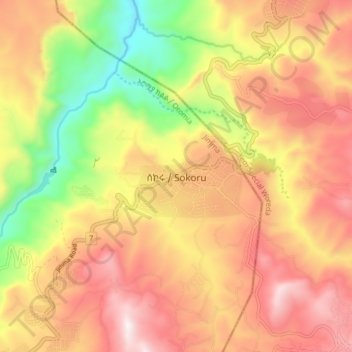 Sokoru topographic map, elevation, terrain