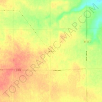 Hanford topographic map, elevation, terrain