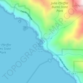 McWay Cove topographic map, elevation, terrain