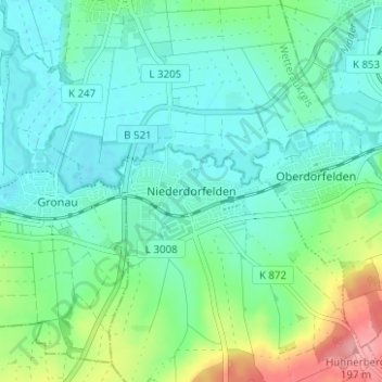 Niederdorfelden topographic map, elevation, terrain
