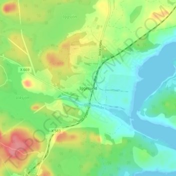 Iggesund topographic map, elevation, terrain