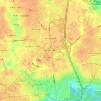 Yellow Tavern topographic map, elevation, terrain