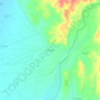 Binday topographic map, elevation, terrain