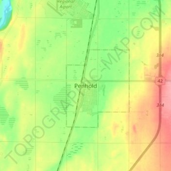 Penhold topographic map, elevation, terrain