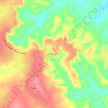 Amawom topographic map, elevation, terrain