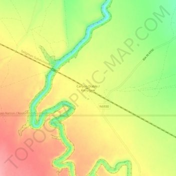 Canyon Diablo topographic map, elevation, terrain