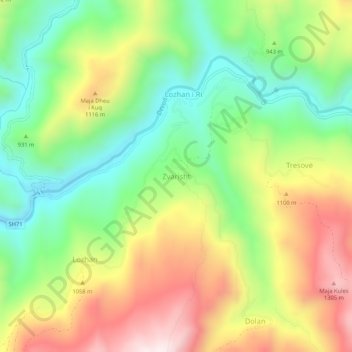 Zvarisht topographic map, elevation, terrain