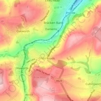 Bocking topographic map, elevation, terrain