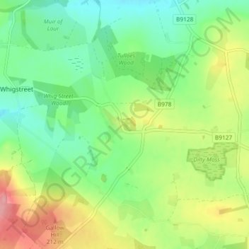 Kirkbuddo topographic map, elevation, terrain