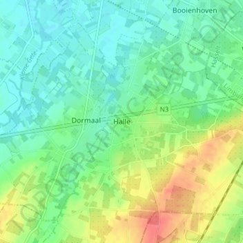 Halle topographic map, elevation, terrain