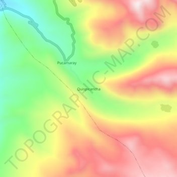 Quispicancha topographic map, elevation, terrain