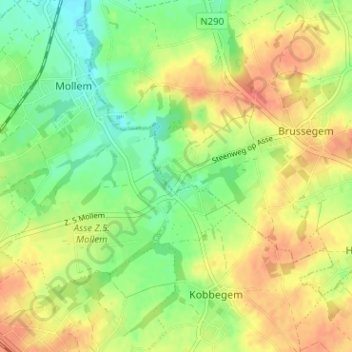 Bollebeek topographic map, elevation, terrain