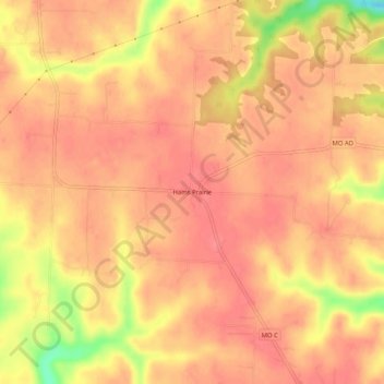 Hams Prairie topographic map, elevation, terrain