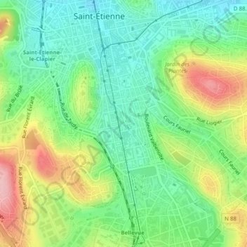 Sapin topographic map, elevation, terrain
