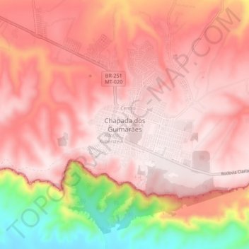 Chapada dos Guimarães topographic map, elevation, terrain