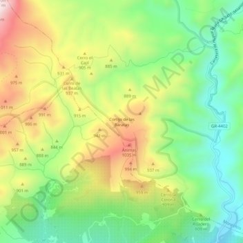 Cortijo de las Baratas topographic map, elevation, terrain