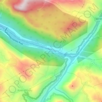 Panamkutty topographic map, elevation, terrain