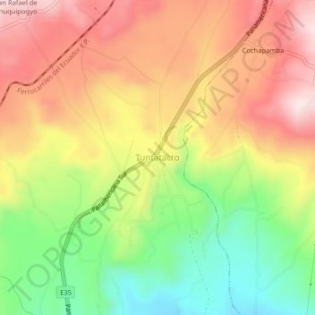 Tuntatacto topographic map, elevation, terrain