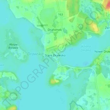 Stare Drawsko topographic map, elevation, terrain