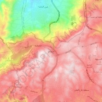 Sweileh topographic map, elevation, terrain