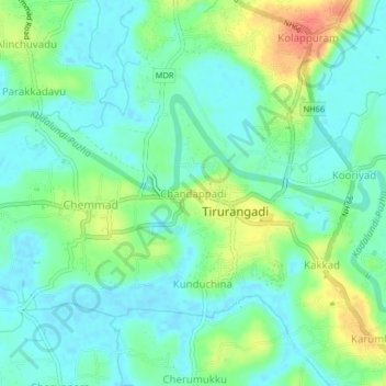Chandappadi topographic map, elevation, terrain