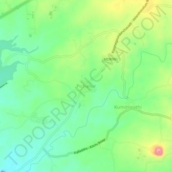Pichanur topographic map, elevation, terrain