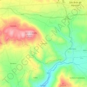 Funchais topographic map, elevation, terrain