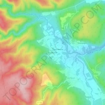 Mas Mouton topographic map, elevation, terrain