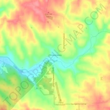 Christiansburg topographic map, elevation, terrain