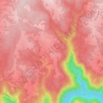 Vergne topographic map, elevation, terrain