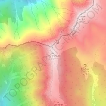 Cima Portule topographic map, elevation, terrain