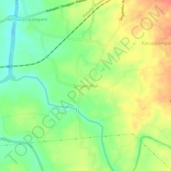 Singanallur topographic map, elevation, terrain